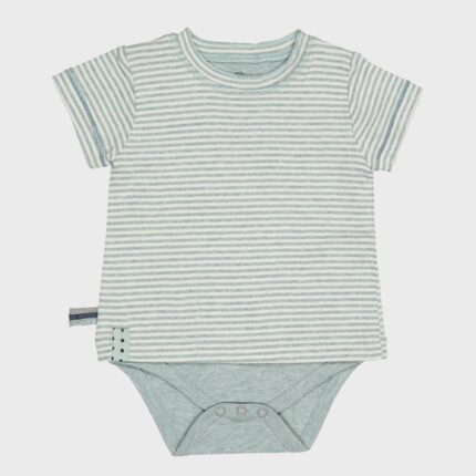 organicera organic baby short sleeve tshirt body aqua striped