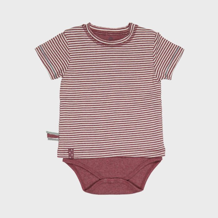 organicera organic baby short sleeve tshirt body bordeaux striped