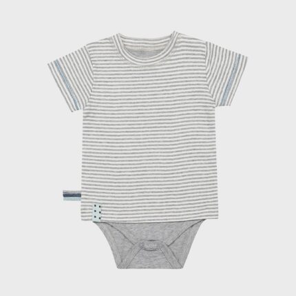 organicera organic baby short sleeve tshirt body grey striped