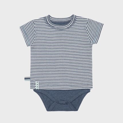 organicera organic baby short sleeve tshirt body ındıgo striped