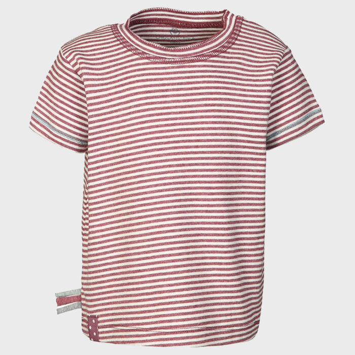 organicera organic baby short sleeve tshirt bordeaux striped