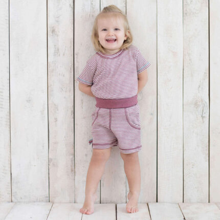 organicera organic baby short sleeve tshirt bordeaux striped
