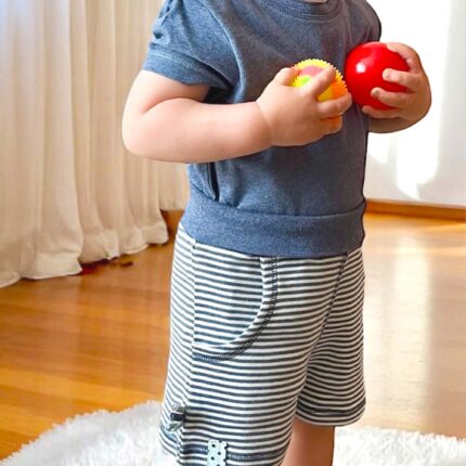organicera organic baby shorts indigo striped