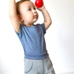 organicera organic baby shorts indigo striped