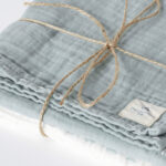 organicera organic cotton muslin set of 2 pcs hand embroidered  aqua