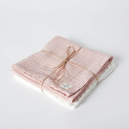 organicera organic cotton muslin set of 2 pcs hand embroidered rose