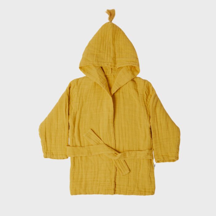 organicera organic muslin baby bathrobe 1-2-years mustard