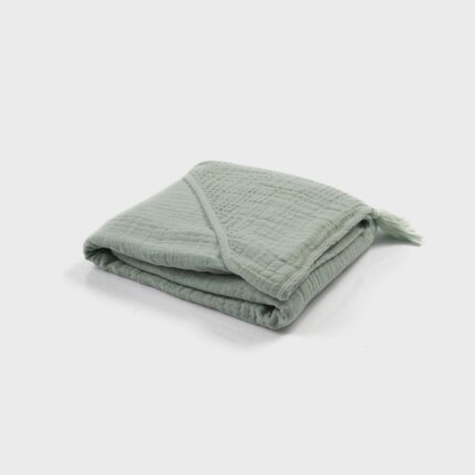 organicera organic muslin baby hooded towel aqua