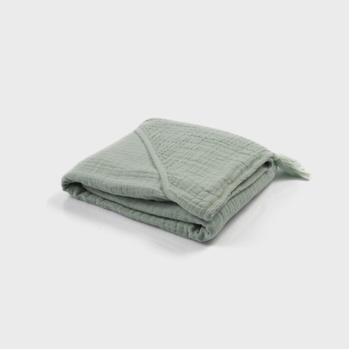 organicera organic muslin baby hooded towel aqua