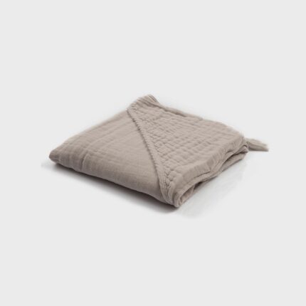 organicera organic muslin baby hooded towel grey