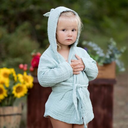 organicera organic muslin bathrobe- 1-2 years mint