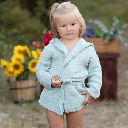 organicera organic muslin bathrobe- 3-4 years mint