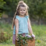 organicera organic muslin blouse with frills aqua
