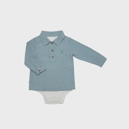 organicera organic muslin boys body suit shirt aqua