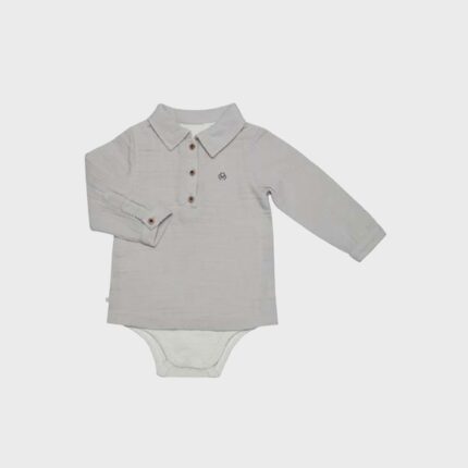 organicera organic muslin boys body suit shirt grey