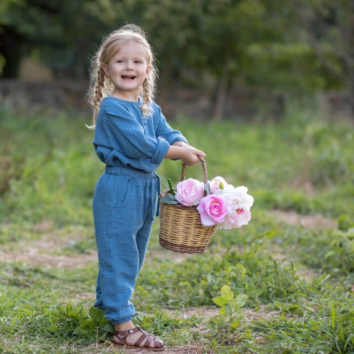 organicera organic muslin children top ındigo