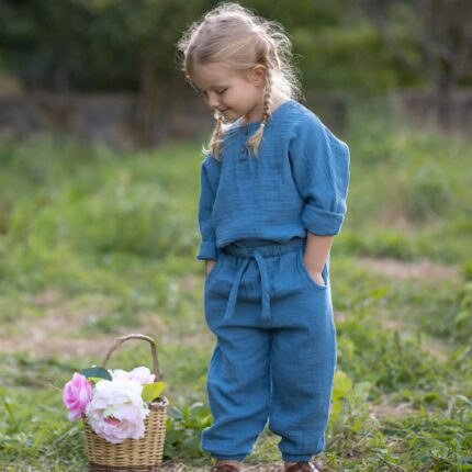 organicera organic muslin children top ındigo