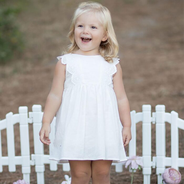 organicera organic muslin dress with scallop ecru