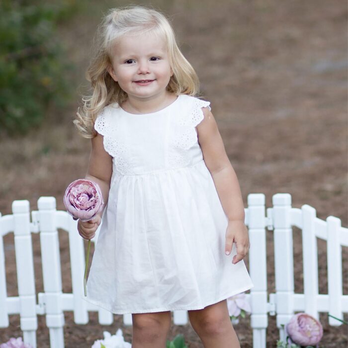 organicera organic muslin dress with scallop ecru