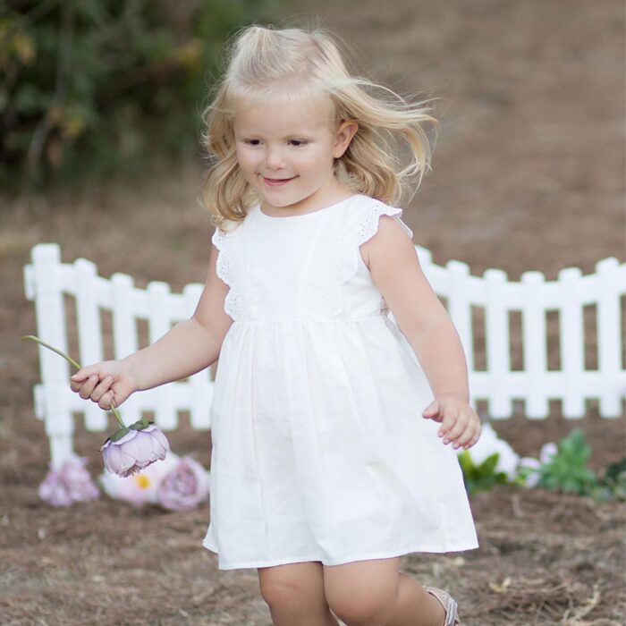 organicera organic muslin dress with scallop ecru