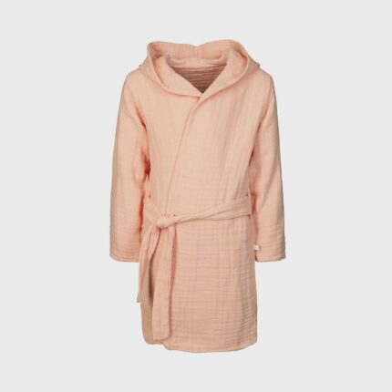 organicera organic muslin kids bathrobe 7-8-years salmon