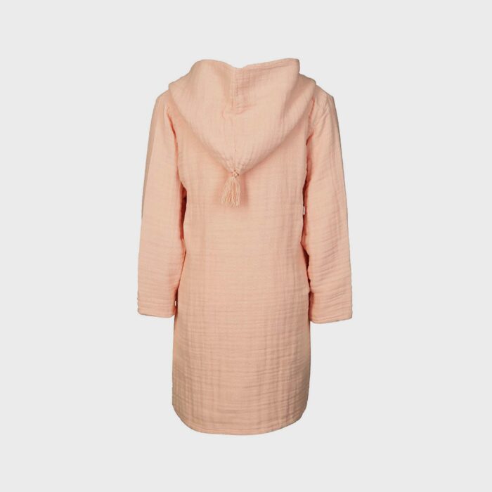 organicera organic muslin kids bathrobe 7-8-years salmon
