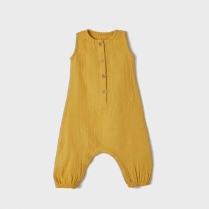 organicera organic muslin overall mustard