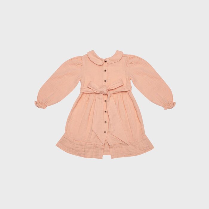 organicera organic muslin petar pan collar dress salmon
