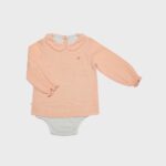 organicera organic muslin peter pan collar body suit blouse salmon