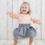 organicera organic muslin peter pan collar body suit blouse salmon