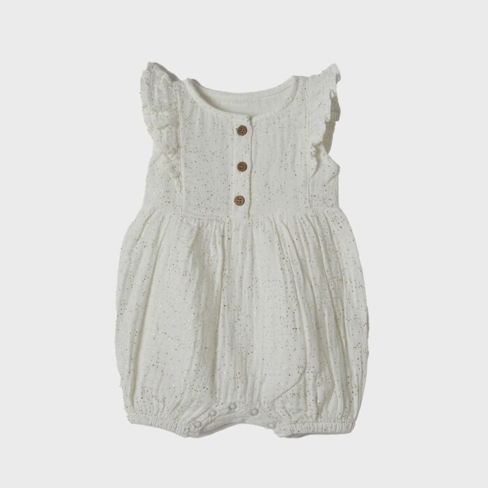 organicera organic muslin romper with frills white
