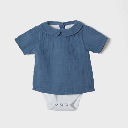 organicera organic muslin shirt body ındigo