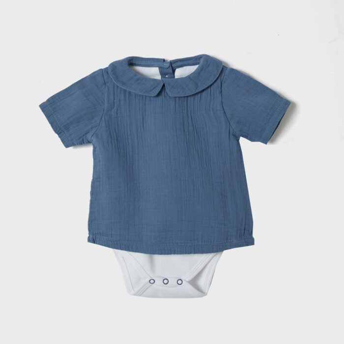 organicera organic muslin shirt body ındigo