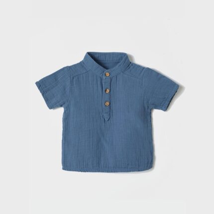 organicera organic muslin shirt ındıgo