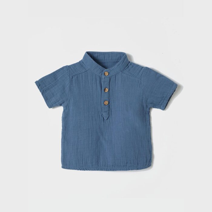 organicera organic muslin shirt ındıgo