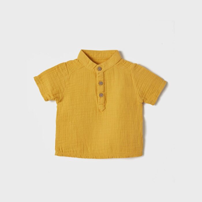 organicera organic muslin shirt mustard
