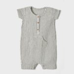 organicera organic muslin short sleeve romper grey