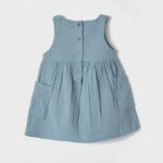 organicera organic muslin sleeveless dress with pocket aqua