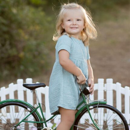 organicera organic short sleeve dress with glitter aqua