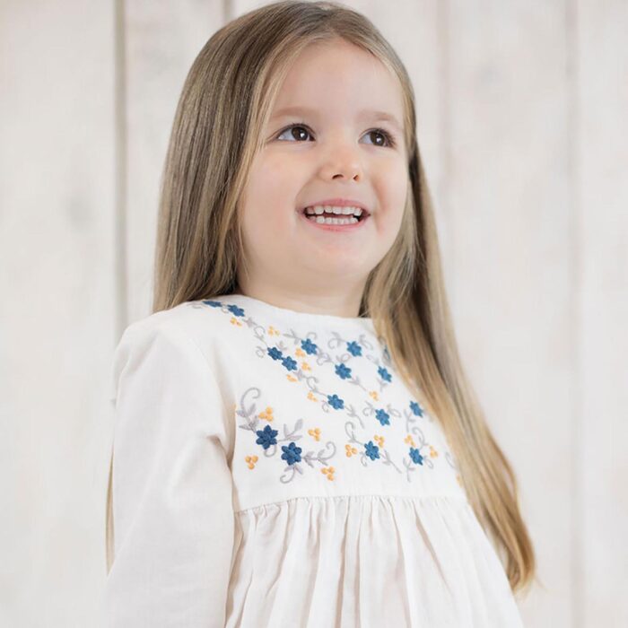organicera organic vual baby girl tunic with embroidery white
