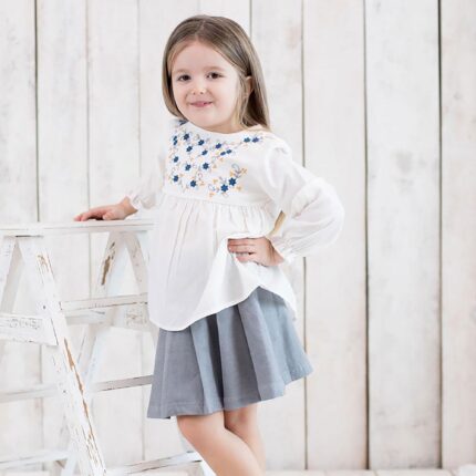 organicera organic vual baby girl tunic with embroidery white