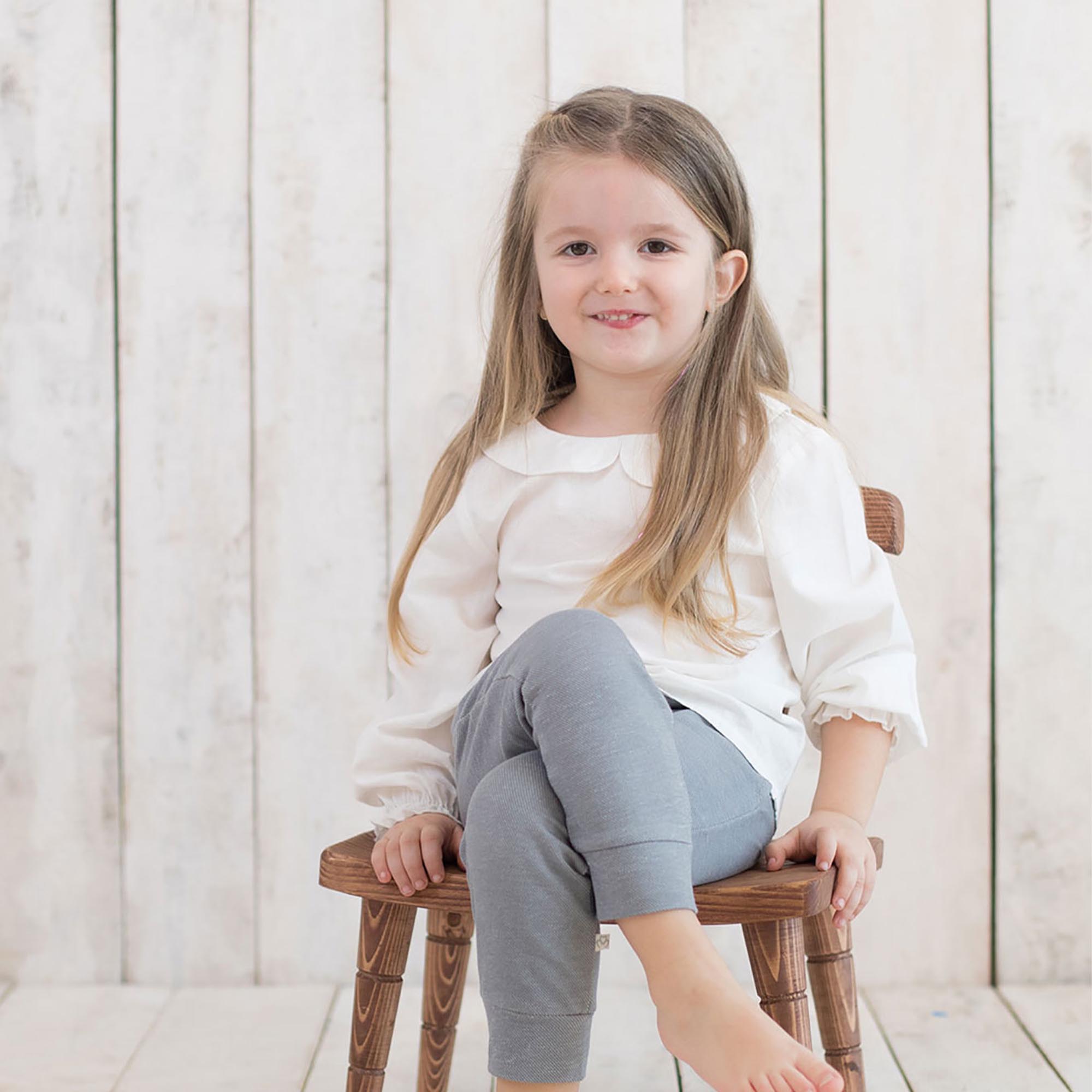 organicera organic vual girls peter pan collar shirt white