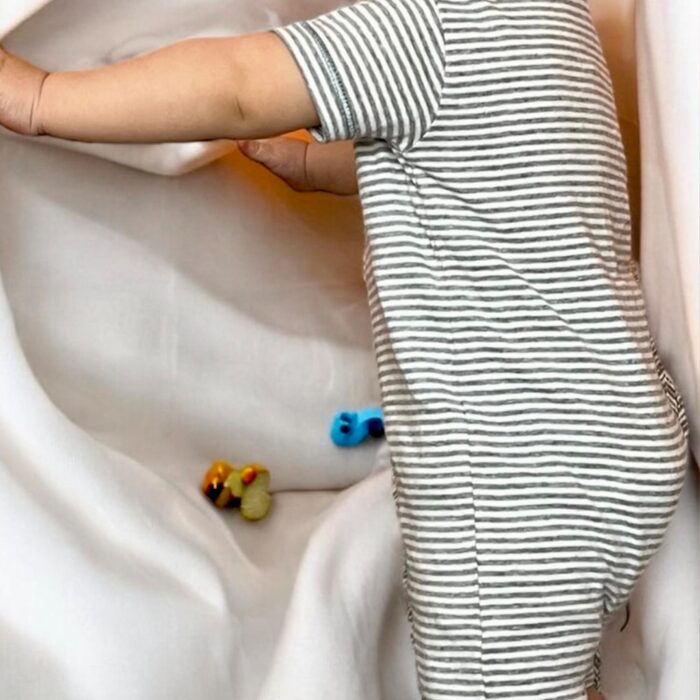 OrganicEra Organic Baby Romper Grey Striped