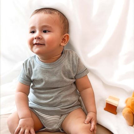 organicera organic baby short sleeve tshirt body aqua