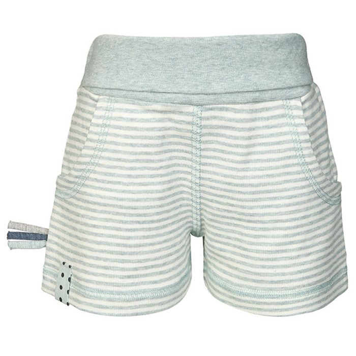 organicera organic baby shorts with folded waist, aqua stripe