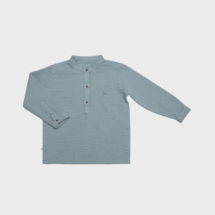 organicera organic muslin baby shirt aqua