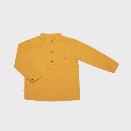 organicera organic muslin baby shirt mustard