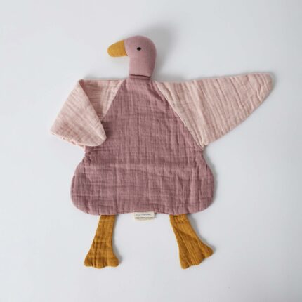 organicera organic muslin duck toy dusty rose