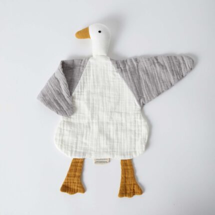 organicera organic muslin duck toy white grey