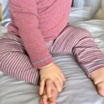 OrganicEra organic baby leggings bordeaux grey striped